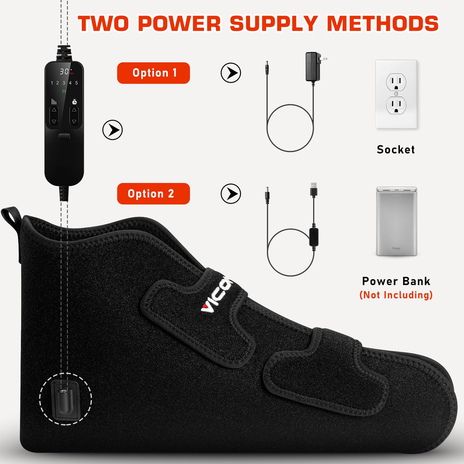 Viconor remote control therapy setup with adjustable session options.