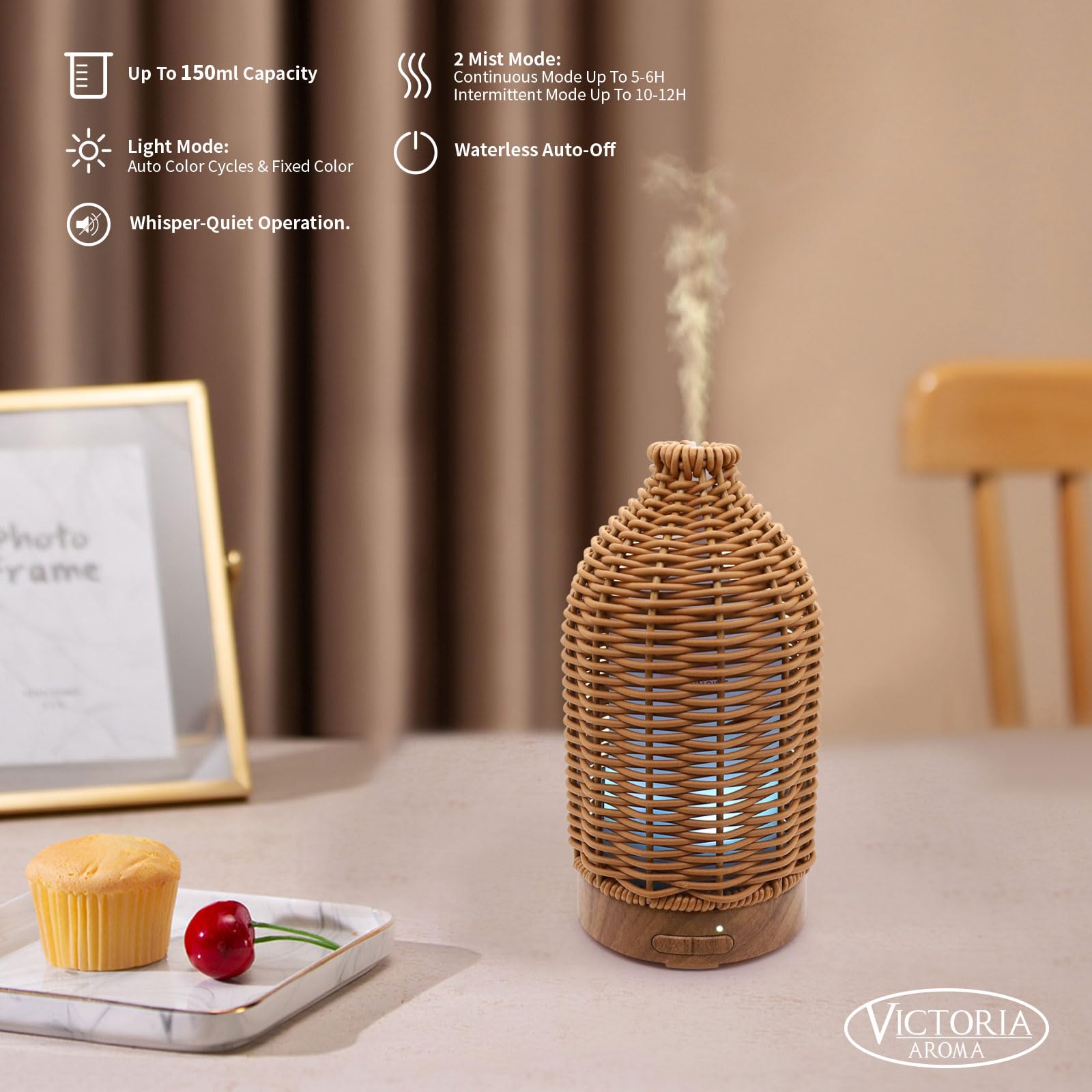 Victoria Aroma diffuser in an office setup for gentle fragrance at work.