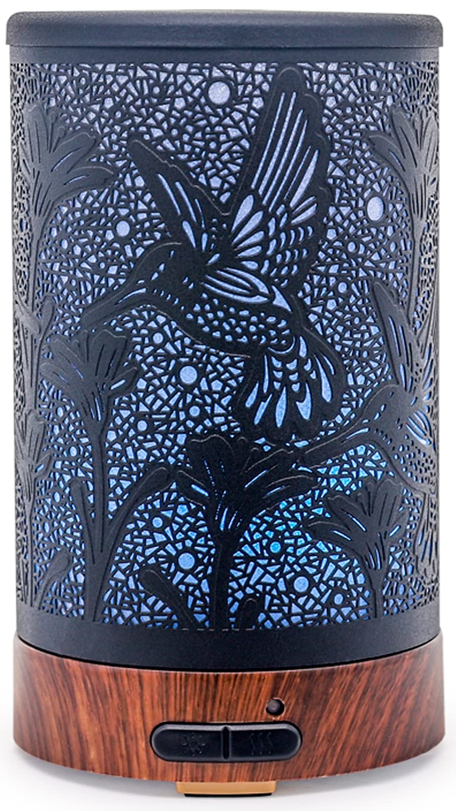 Victoria Aroma hummingbird diffuser with metal base, a durable design for home aromatherapy.