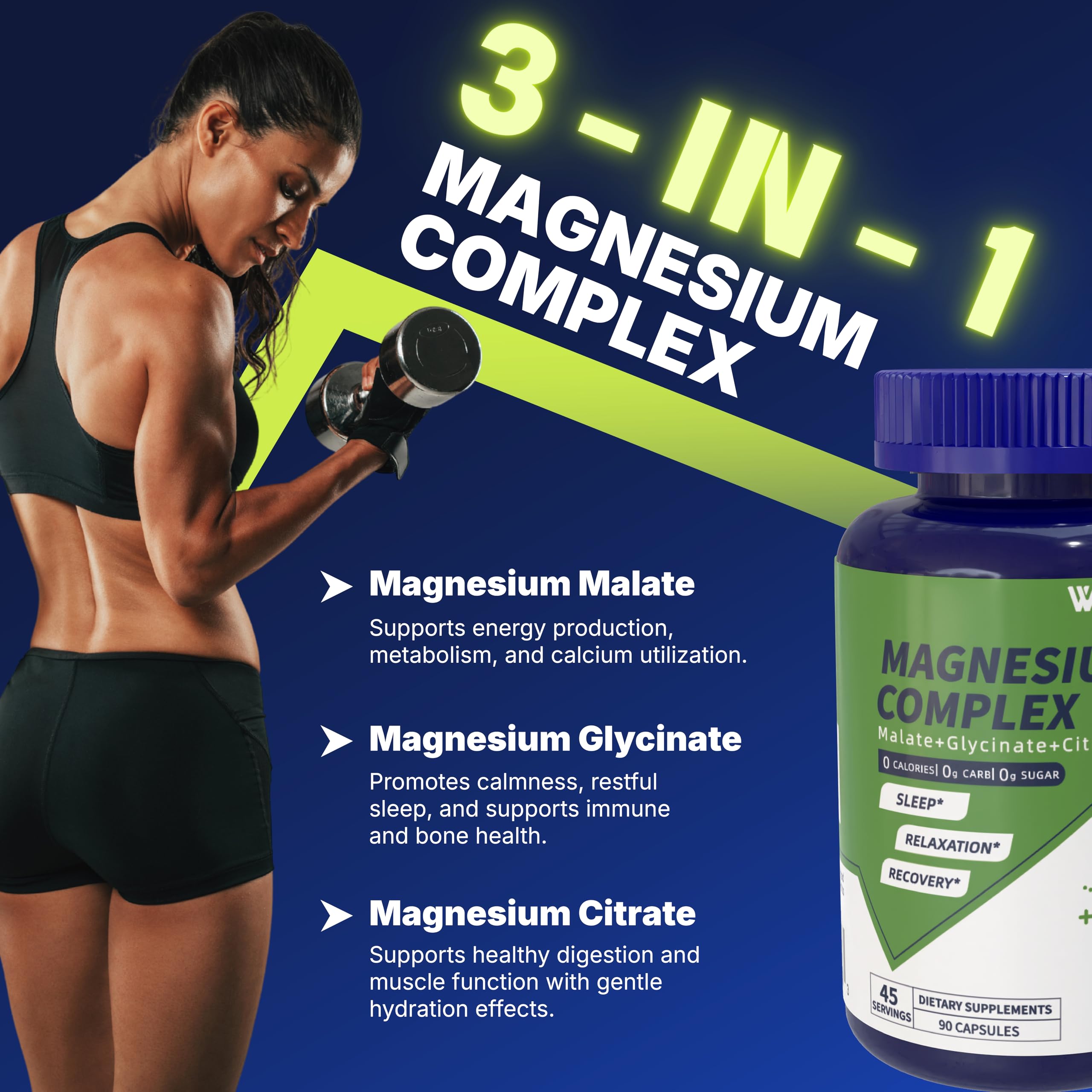 Vicwell Triple Magnesium Complex capsules shown for gentle daily use