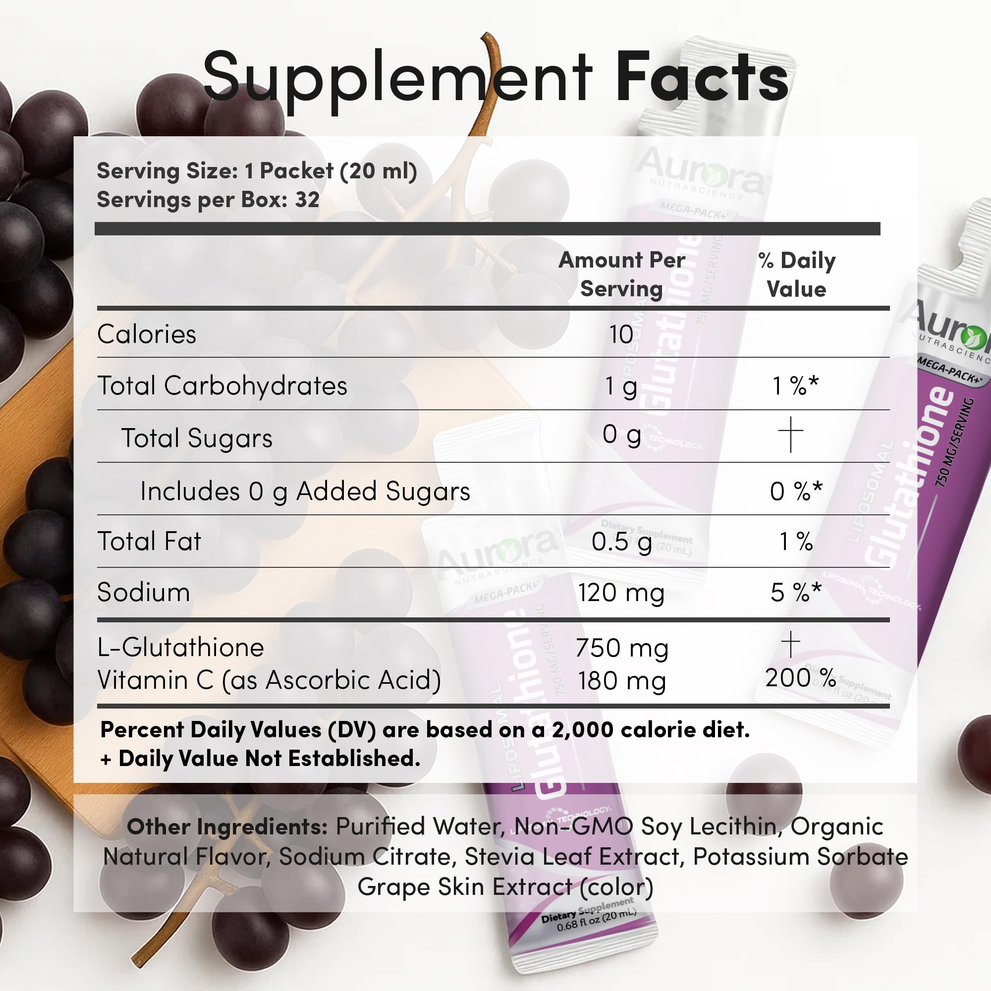 Aurora glutathione packets ready to mix for convenient on-the-go support