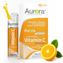 Vida Lifescience Aurora Liposomal Vitamin C packet for on-the-go use.