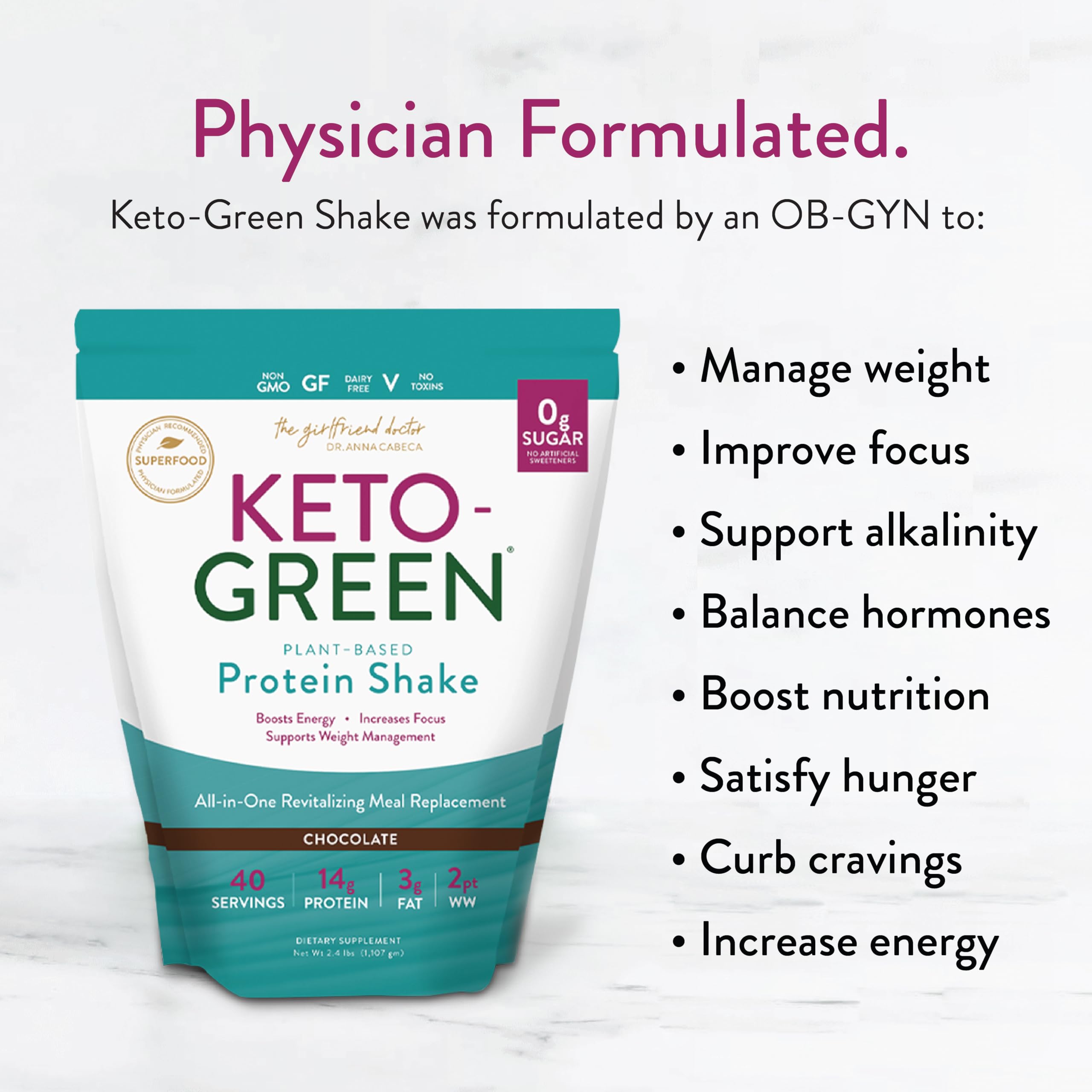 VIDAPURA Keto-Green Protein Digestive Enzymes closeup overview.