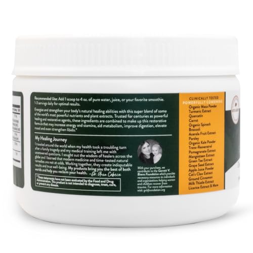 VIDAPURA Maca root, turmeric, and spirulina blend on ingredient panel.