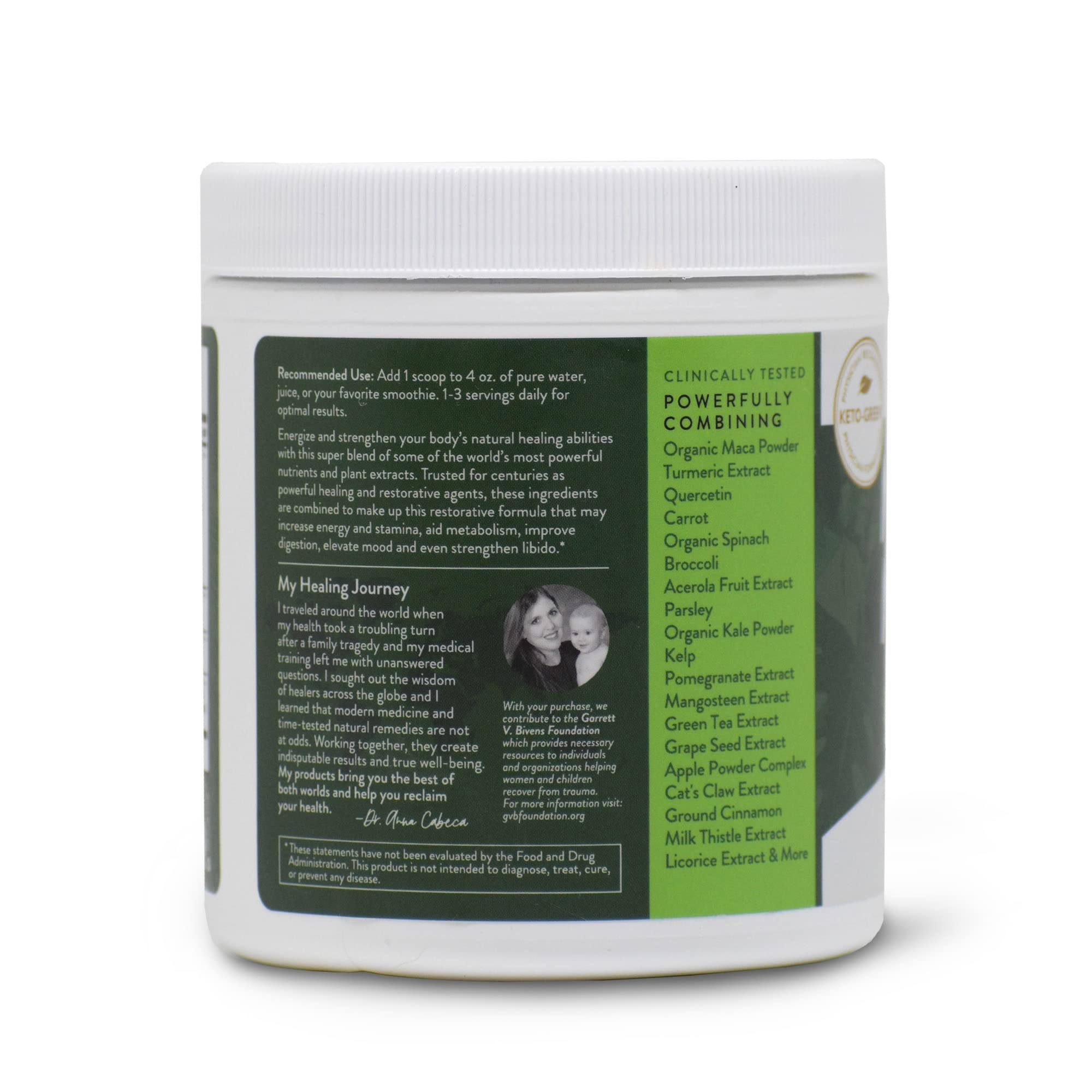 VIDAPURA Mighty Maca Plus vegan label close-up on packaging
