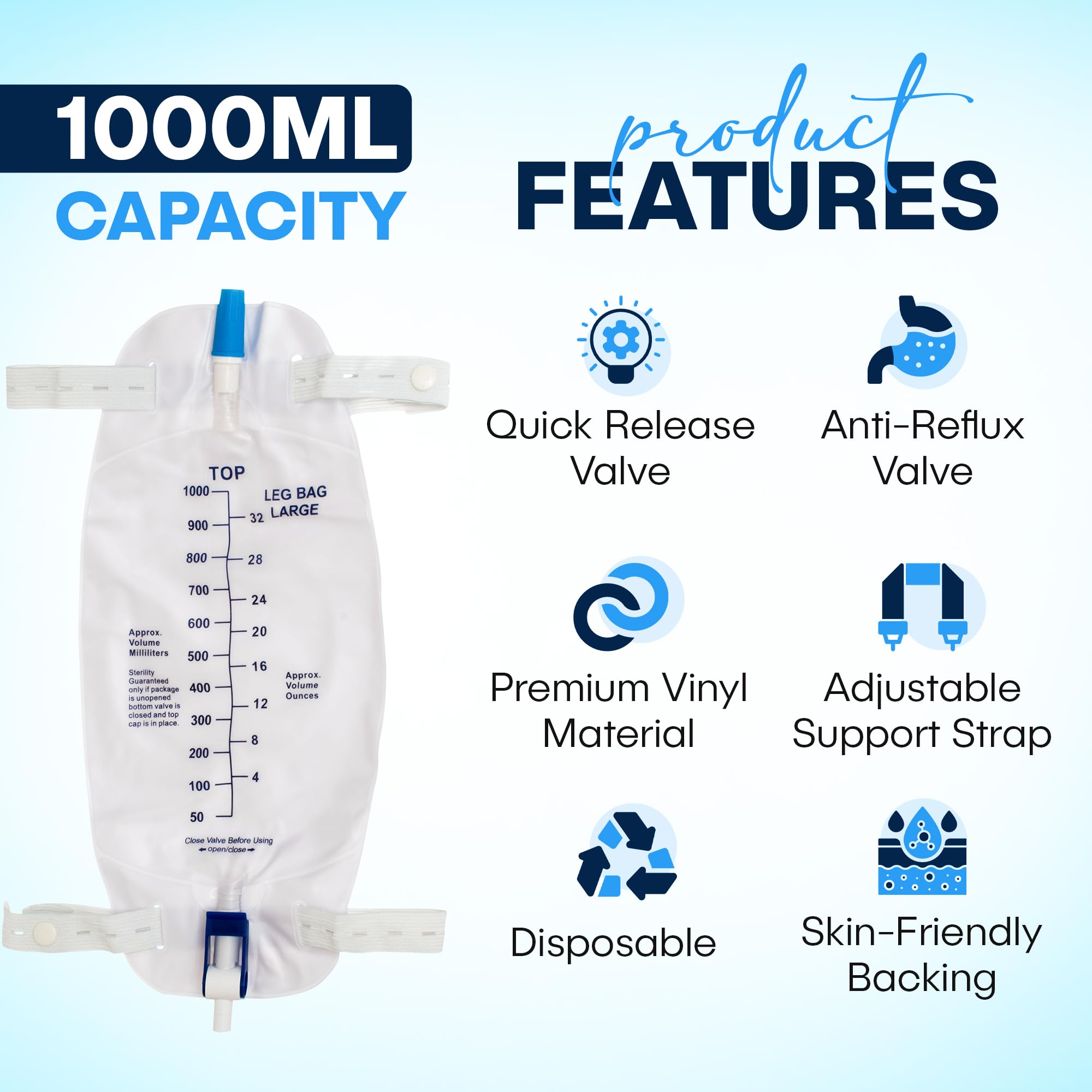 Deluxe adjustable leg strap provides stable wear on the leg