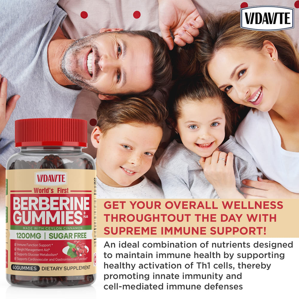 VIDAVITE Berberine dispensing scene communicates sugar-free ingestion beside a balanced lifestyle.