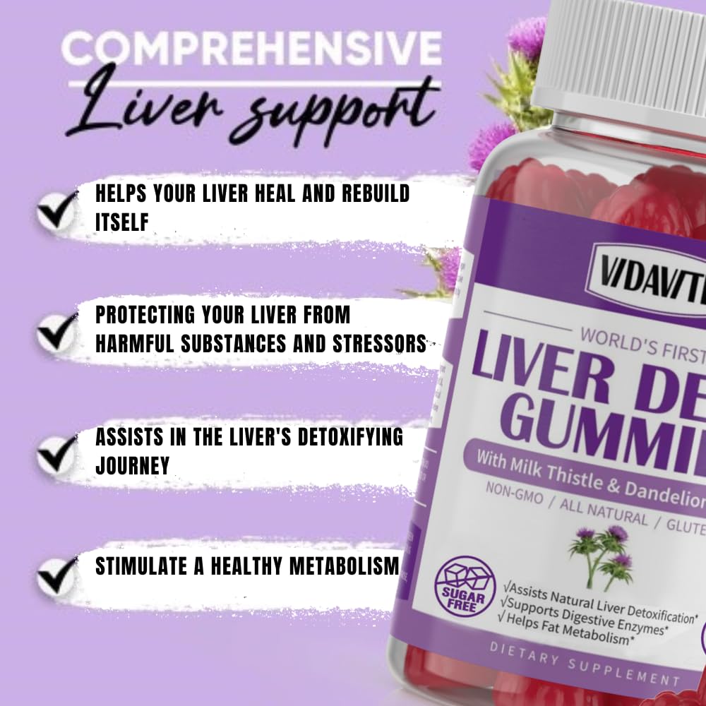 Vidavite Liver Cleanse Gummies with apple flavor, easy daily use.