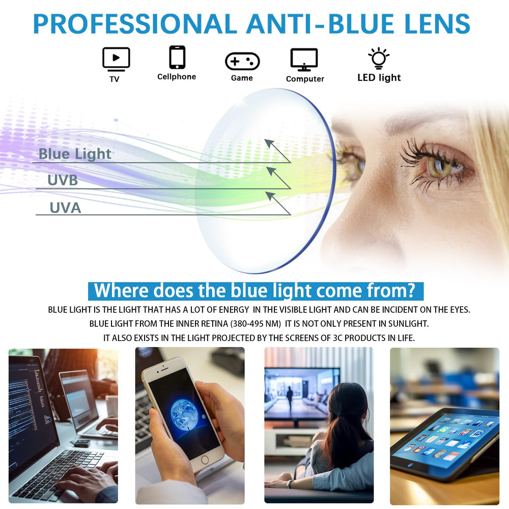 VIDEBLA lightweight TR90 frames with adjustable nose pads for all-day wear
