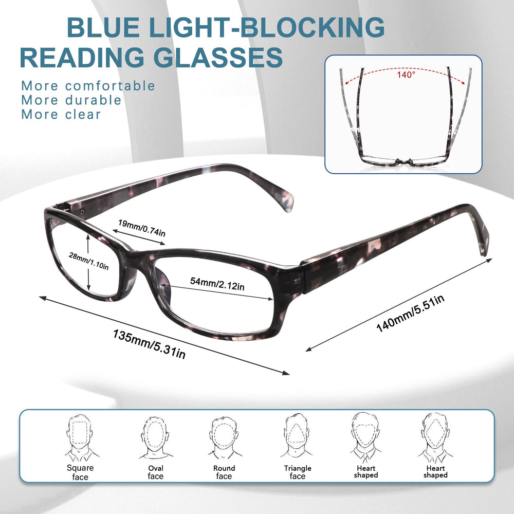 VIDEBLA unisex rectangular frames suitable for all face shapes during long reading sessions