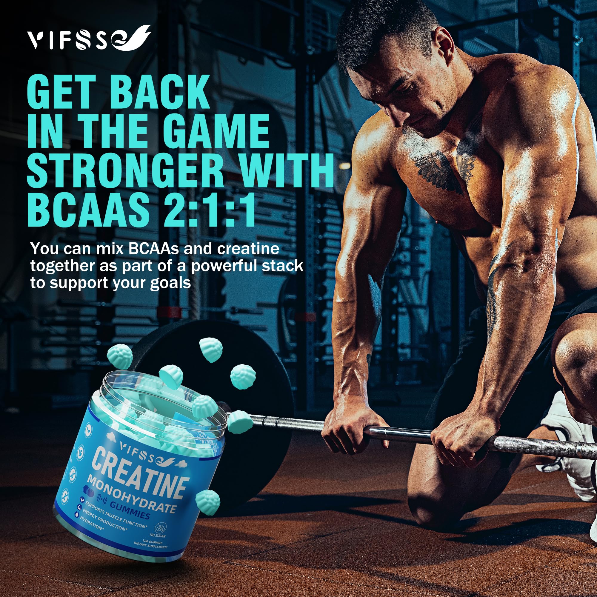 VIFSSG Creatine Monohydrate Gummies 4 per serving for consistent intake
