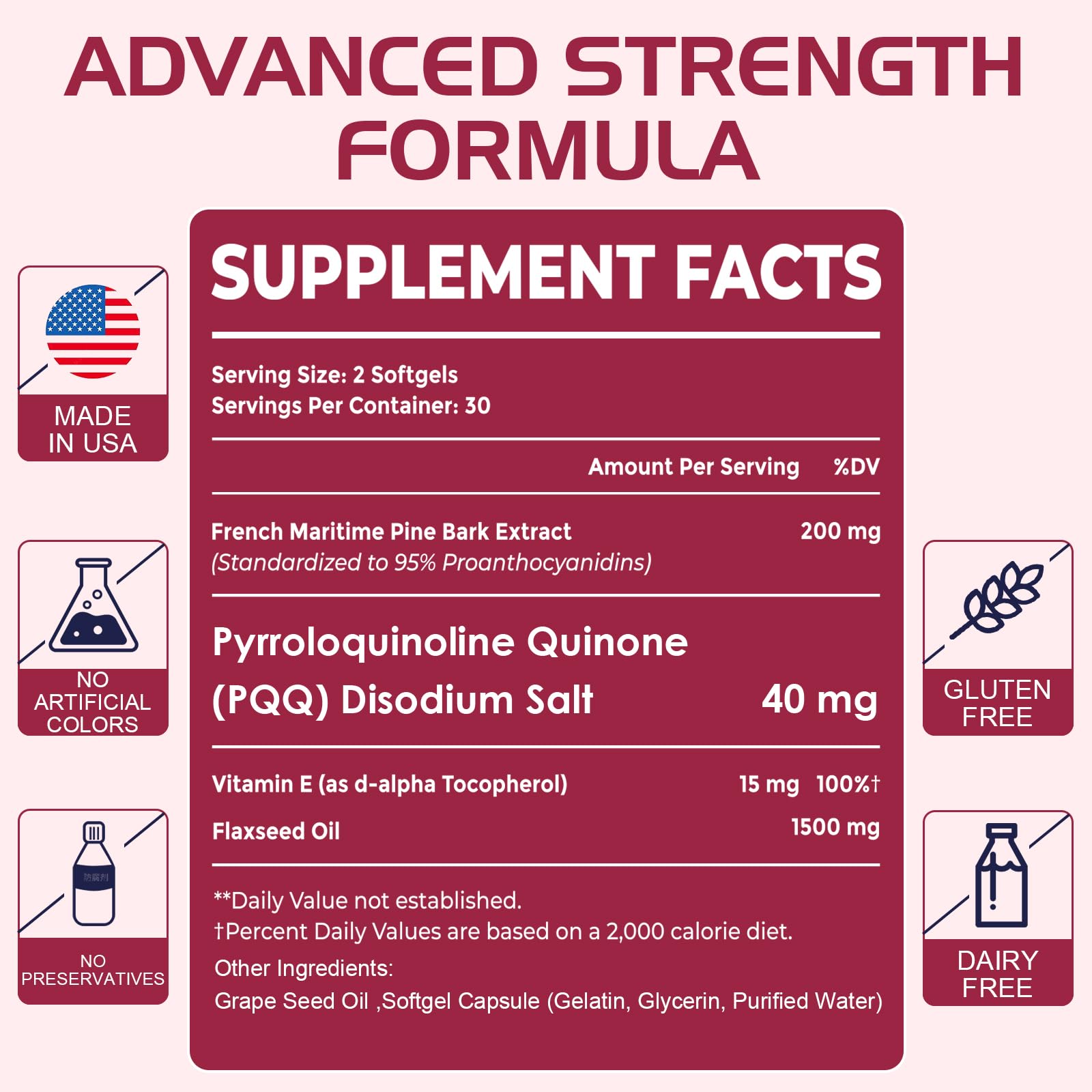 Vigorizar Pycnogeno product with PQQ and pine bark implies vascular support focus.