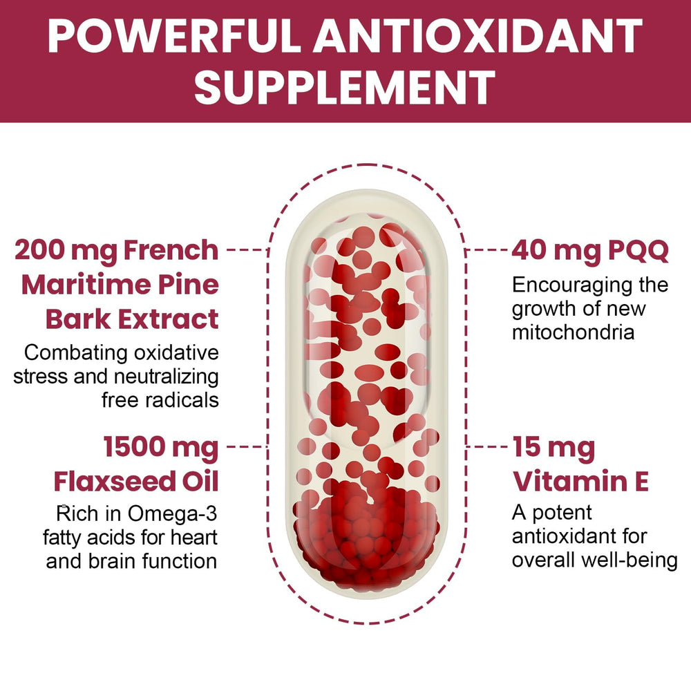 Vigorizar Pycnogenol label shows 95% proanthocyanidins for antioxidant support.