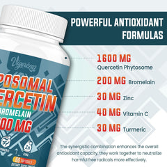 Vigorizar quercetin bromelain capsules closeup showing synergistic absorption blend.