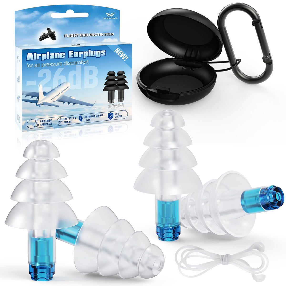 VIGOROAD earplugs airplane-landing: regulate pressure for smoother takeoffs and landings.