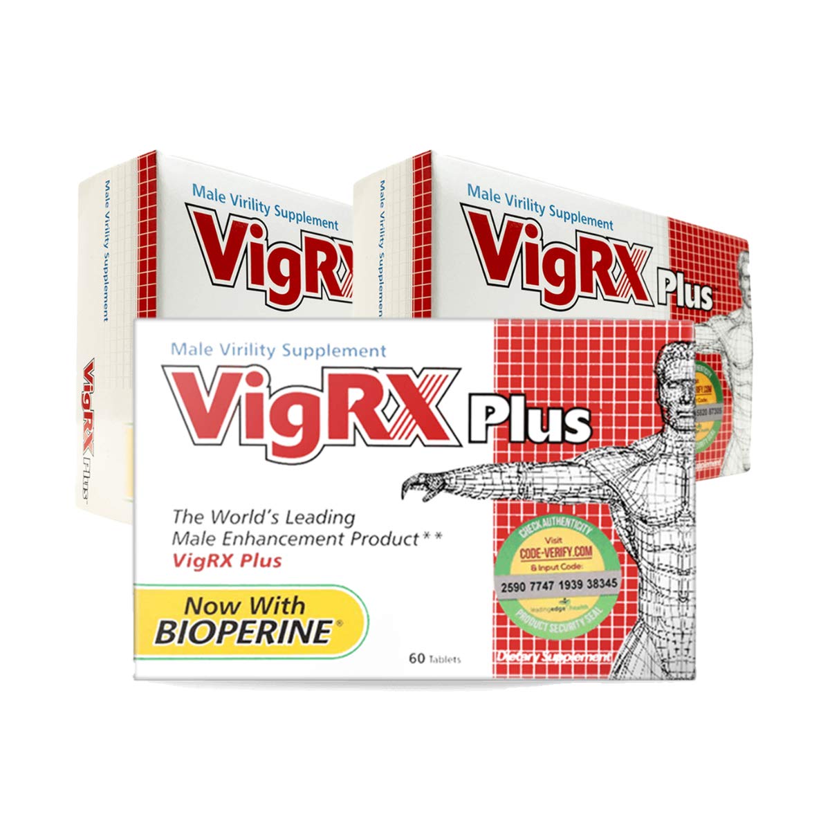 VigRX Plus 3-box packaging showcases herbal virility tablets for daily vitality.