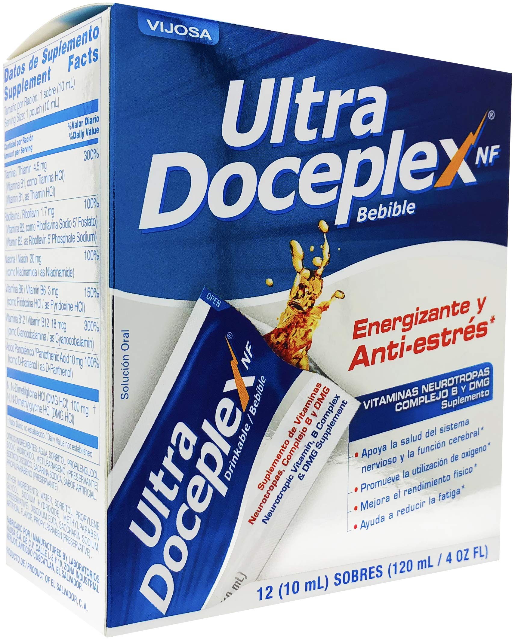 Vijosa Ultra Doceplex Energy Pouches packaging for portable liquid energy on-the-go.