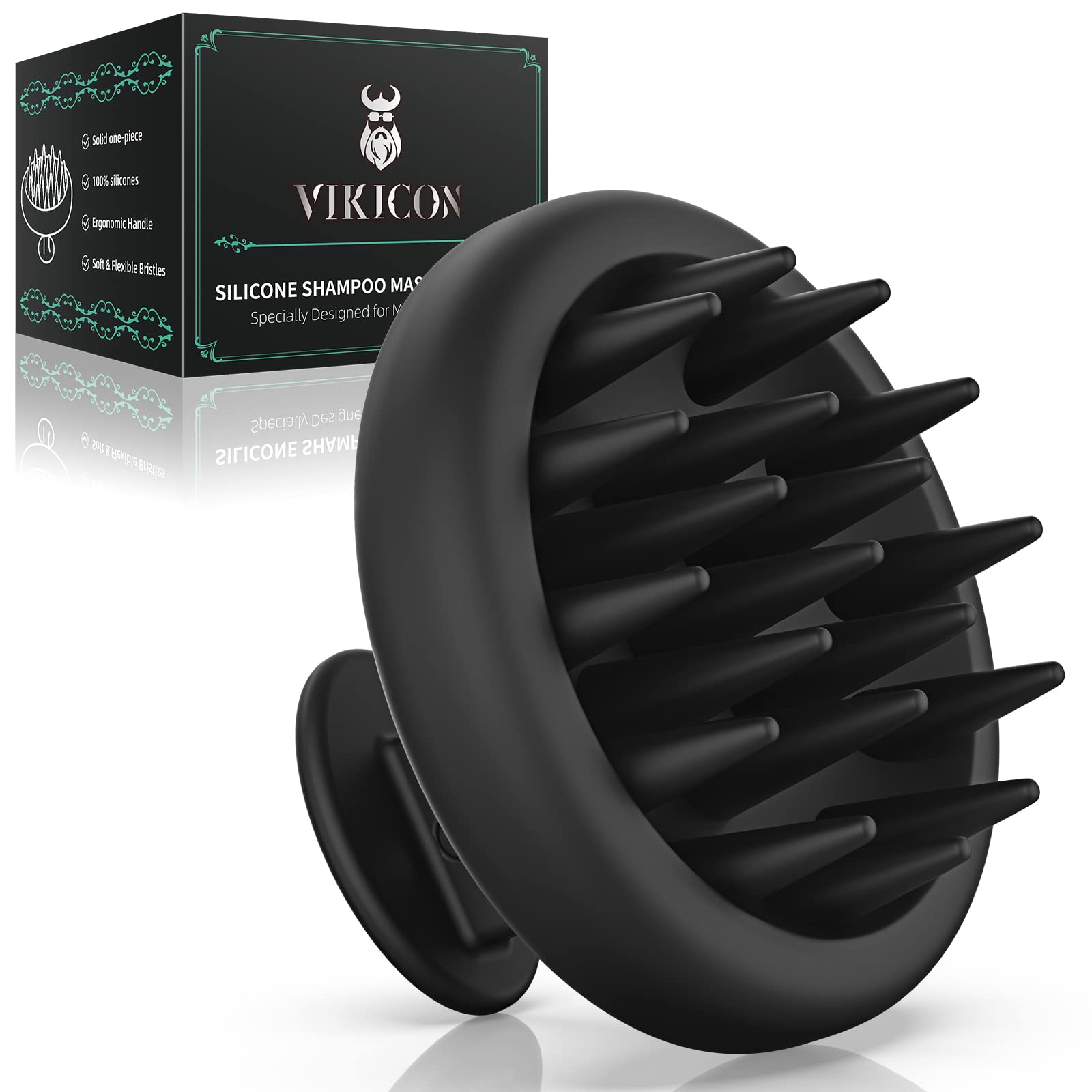 VIKICON cepillo masaje cabelludo de silicona, limpieza suave y segura