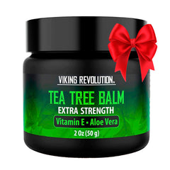 Viking Revolution Tea Tree Oil Cream jar shows rich balm for irritated skin