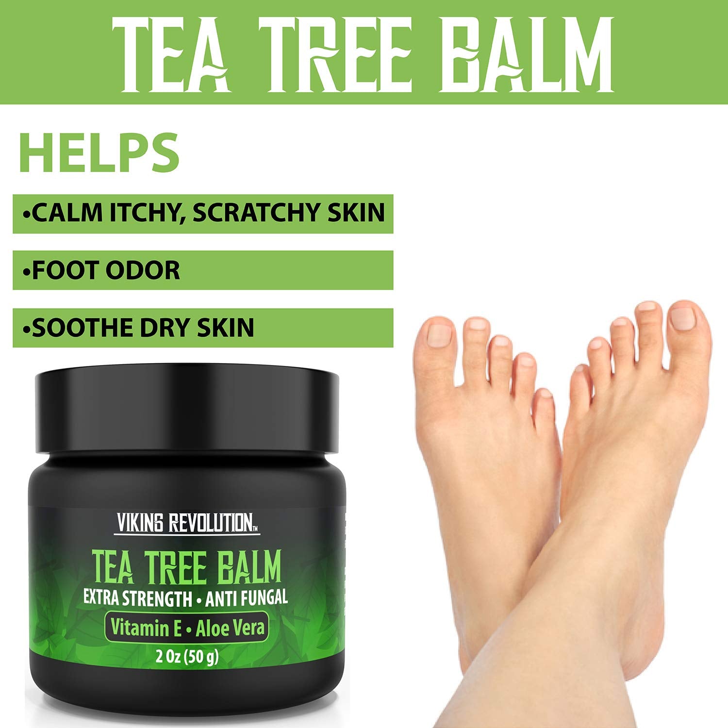Nail area close-up with Viking Revolution Tea Tree Oil Cream for targeted care