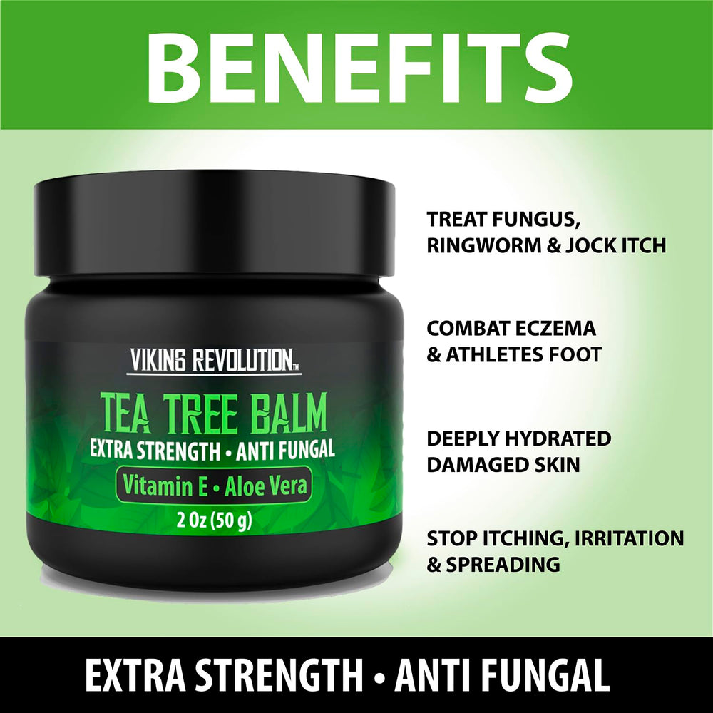 Ingredients panel highlights natural botanicals in Viking Revolution Tea Tree Oil Cream
