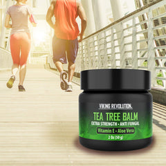 Close-up shows smooth tea tree oil cream texture for skin moisture