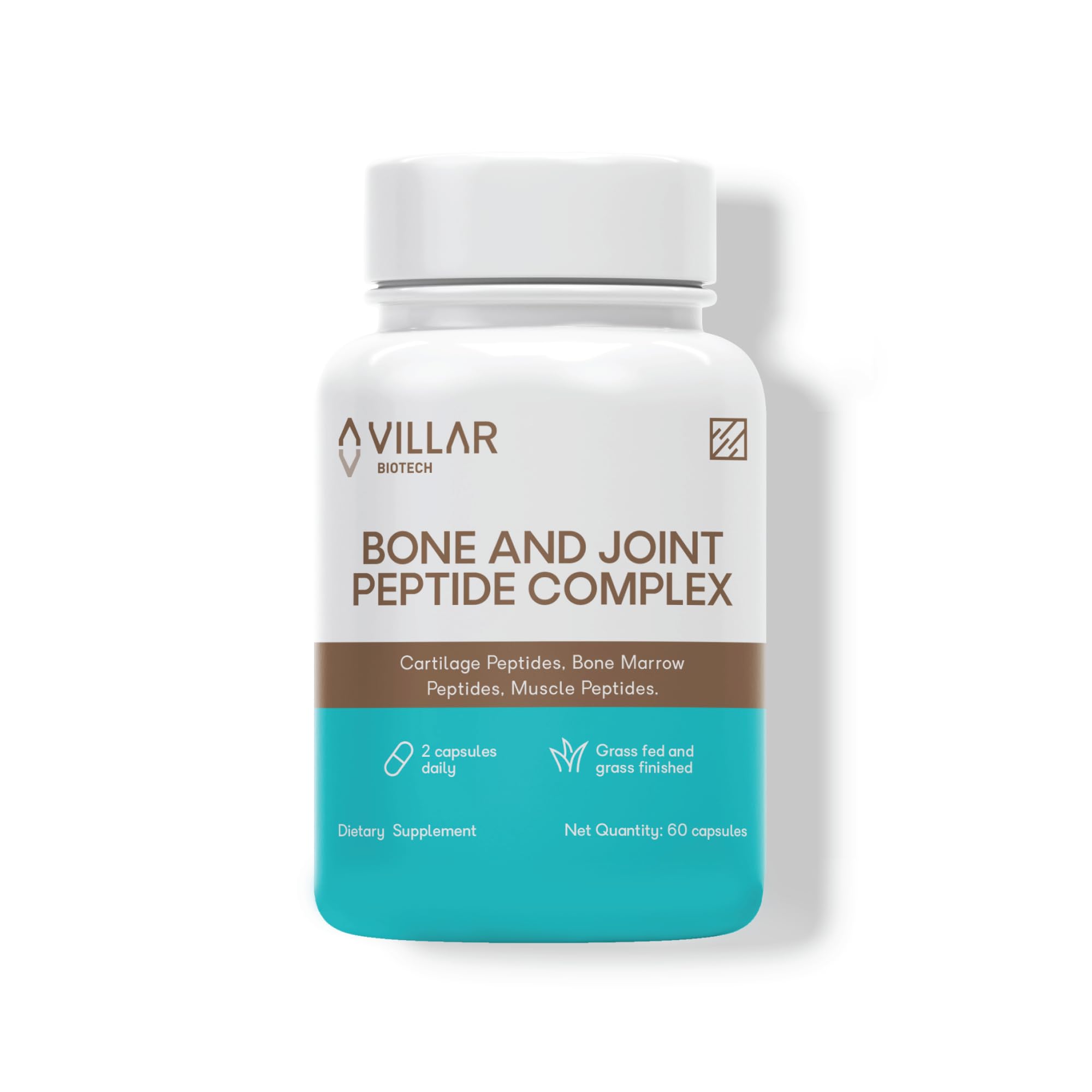 Villar Biotech Bone Joint Peptide Complex bottle for daily joint support and mobility maintenance.