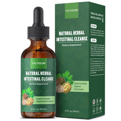 Viloquin Gut Cleanse bottle front showing convenient liquid detox support.
