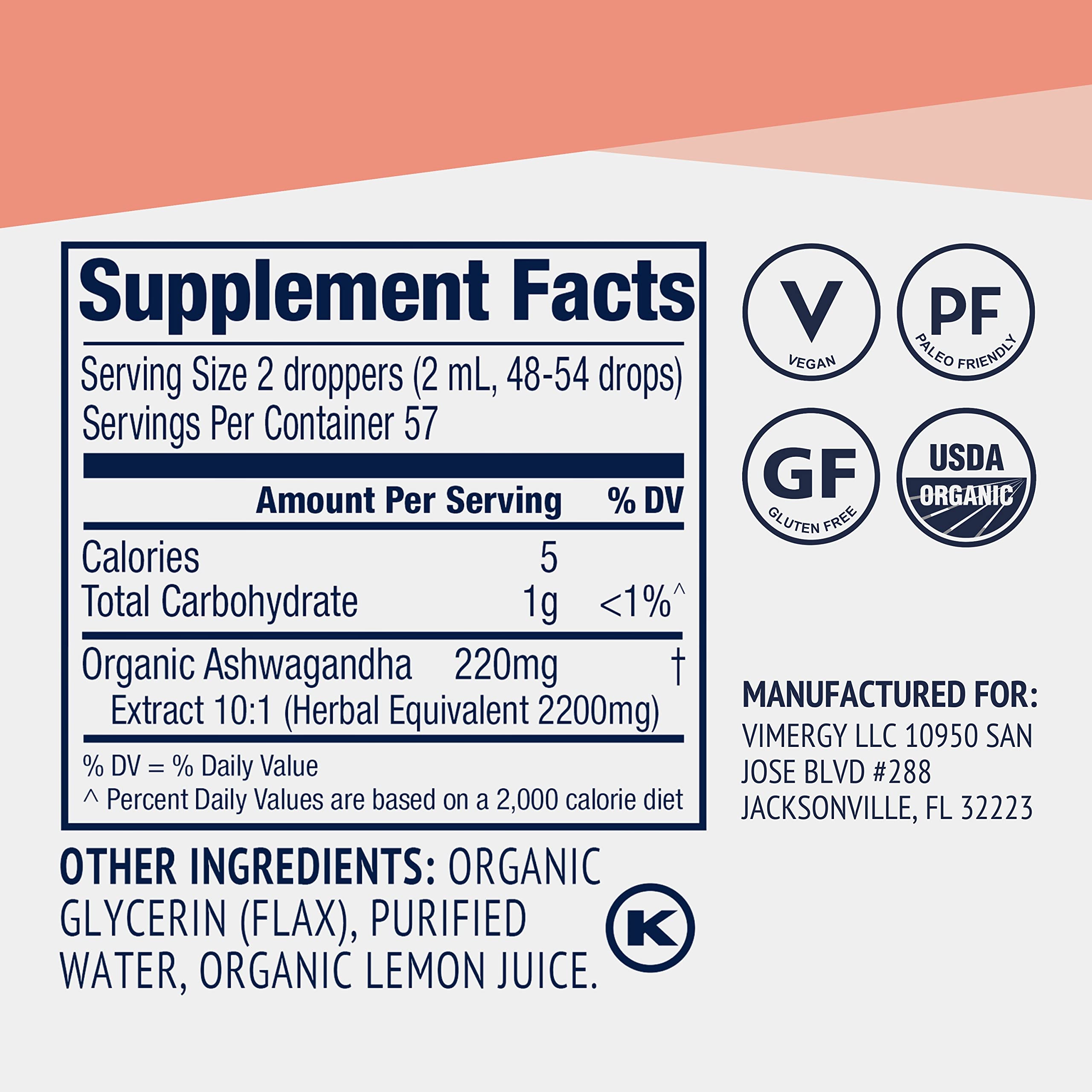 Vimergy Ashwagandha liquid added to water or smoothie for easy daily use.