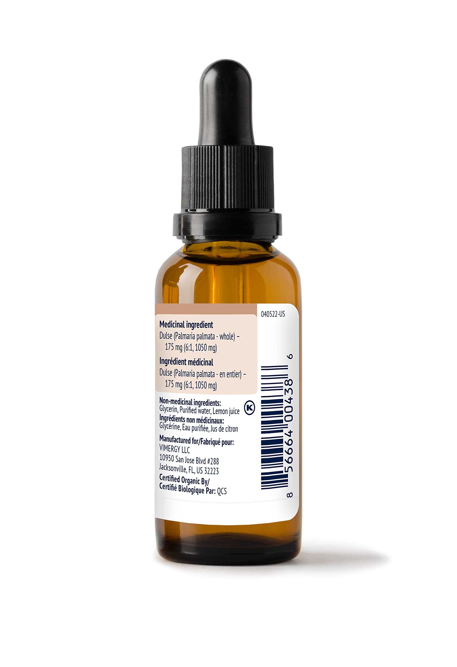 Vimergy Atlantic Dulse Liquid pour blends easily with water or juice.
