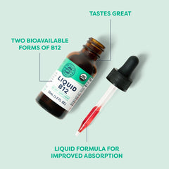 Vimergy B12 liquid label highlights USDA Organic and non-GMO certifications