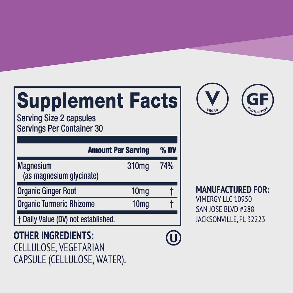 Vimergy bottle label close-up highlighting kosher, vegan, gluten-free attributes.