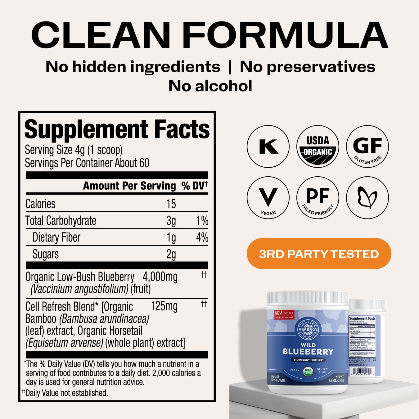 Vimergy Brain Body Protect 250 g packaging on kitchen counter