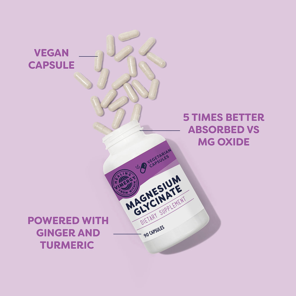 Vimergy ginger and turmeric powder blend visible for full-spectrum support.
