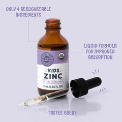 VIMERGY Kids zinc liquid added to smoothies without sugar or aftertaste.