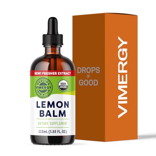 Vimergy lemon balm tincture bottle for daily calm and balance.
