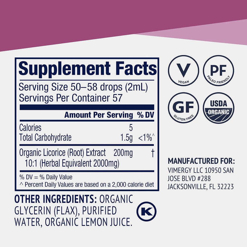 Ready-to-use licorice liquid blends easily with water or juice for daily routine.