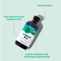 Close-up of Vimergy dropper releasing potent B12 forms.