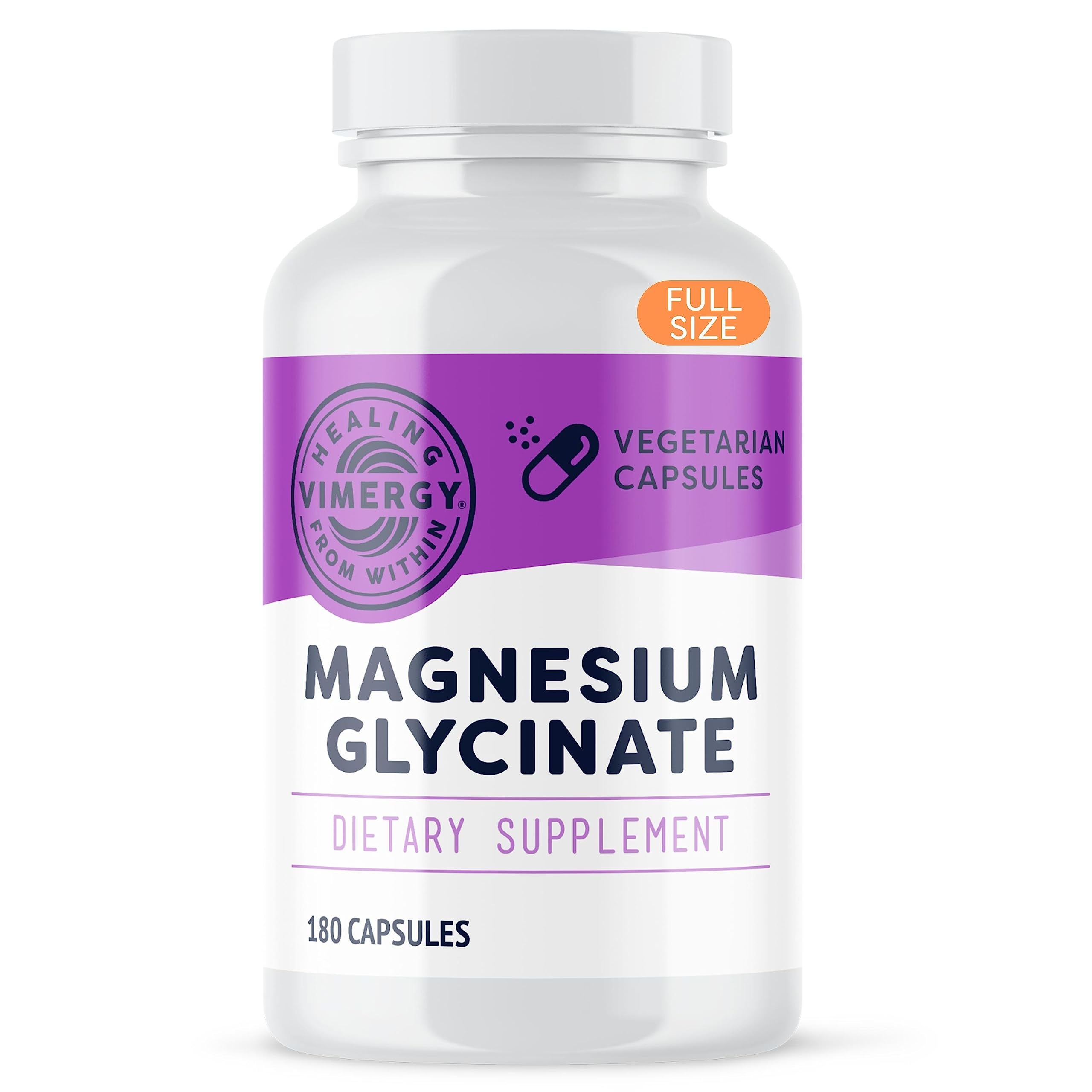 VIMERGY Magnesium Glycinate bottle with clean vegan label for daily wellness