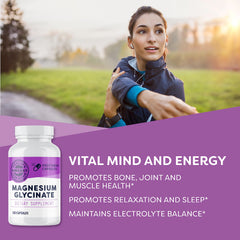VIMERGY Magnesium Glycinate capsules close-up, showing easy daily dosing