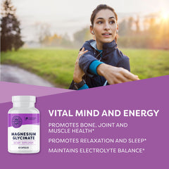 Vimergy Magnesium Glycinate capsules close-up showing digestion-friendly form.
