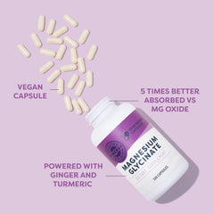 Vimergy Magnesium Glycinate capsules with ginger and turmeric for full-spectrum support.