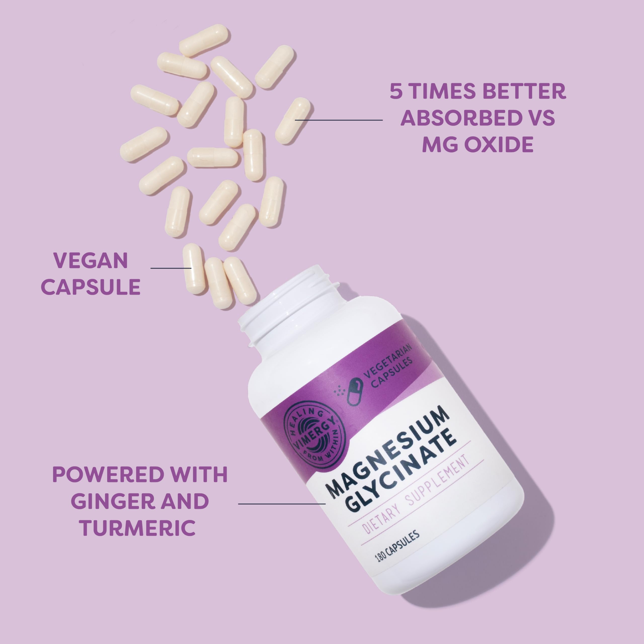 VIMERGY Magnesium Glycinate with ginger and turmeric for full-spectrum support