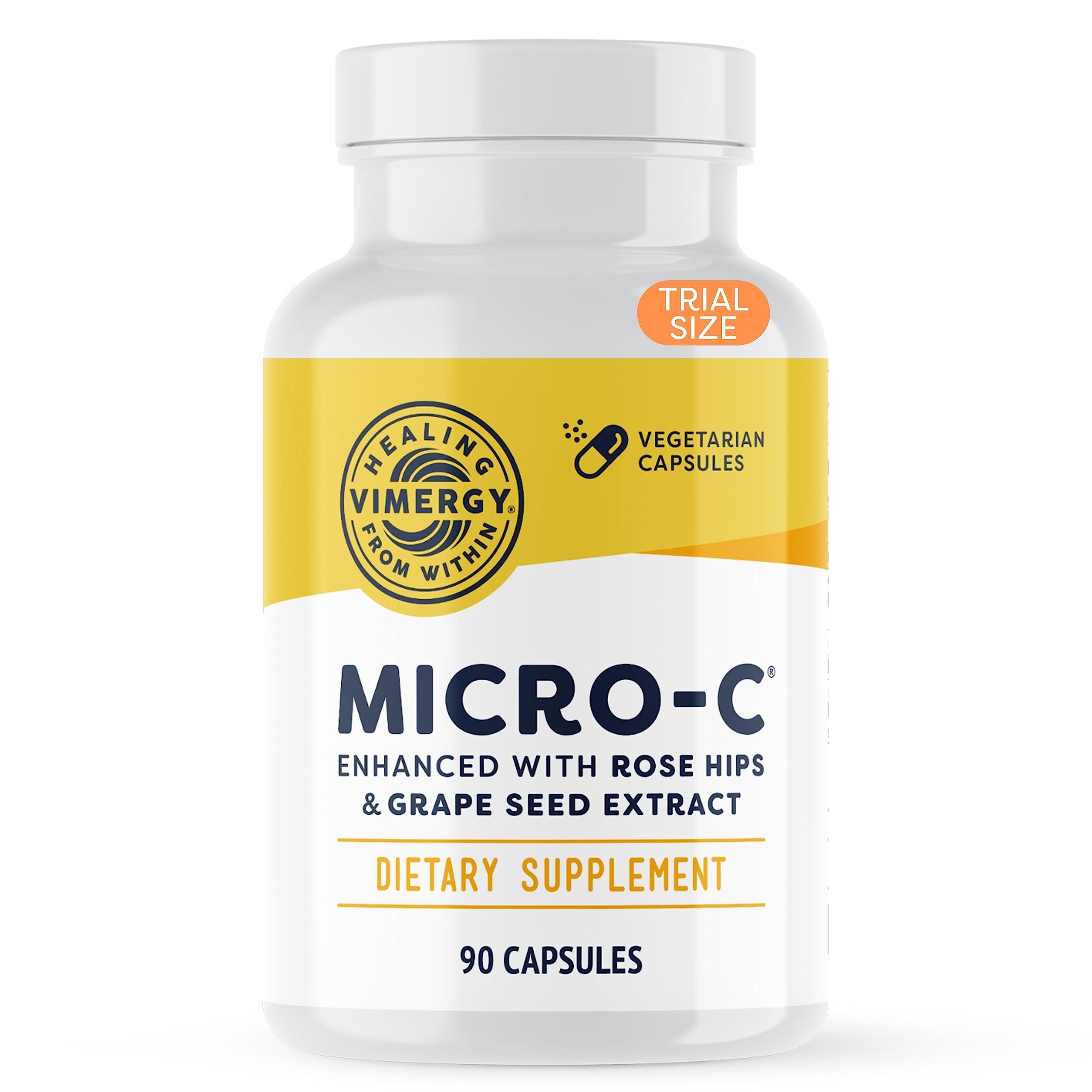Vimergy Micro-C bottle front showing 90 vegan capsules for potential support