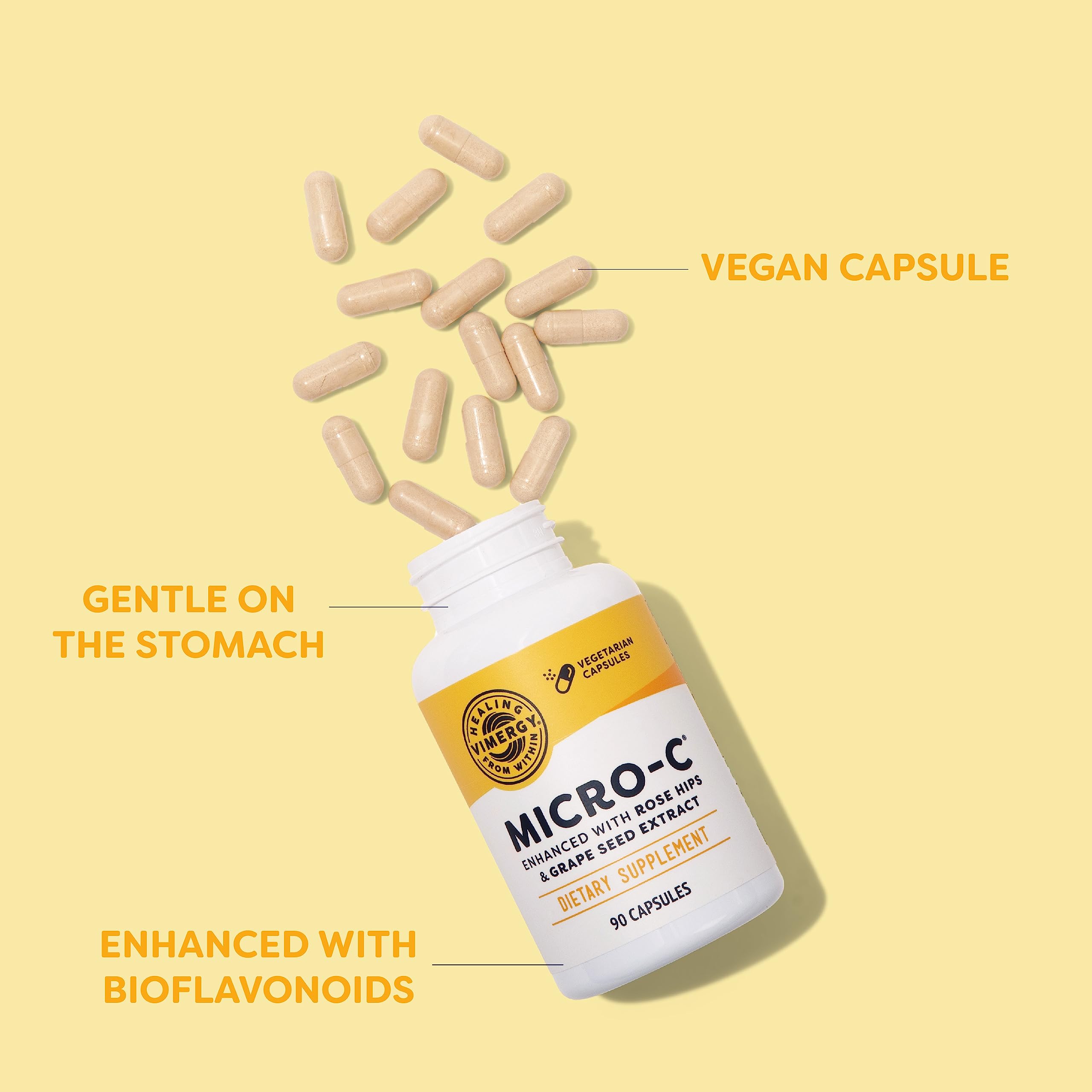 Close-up of Vimergy Micro-C capsules ready for daily use