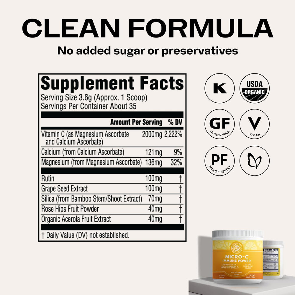 Vimergy Micro-C Immune Power mild citrus taste enhances drinks.