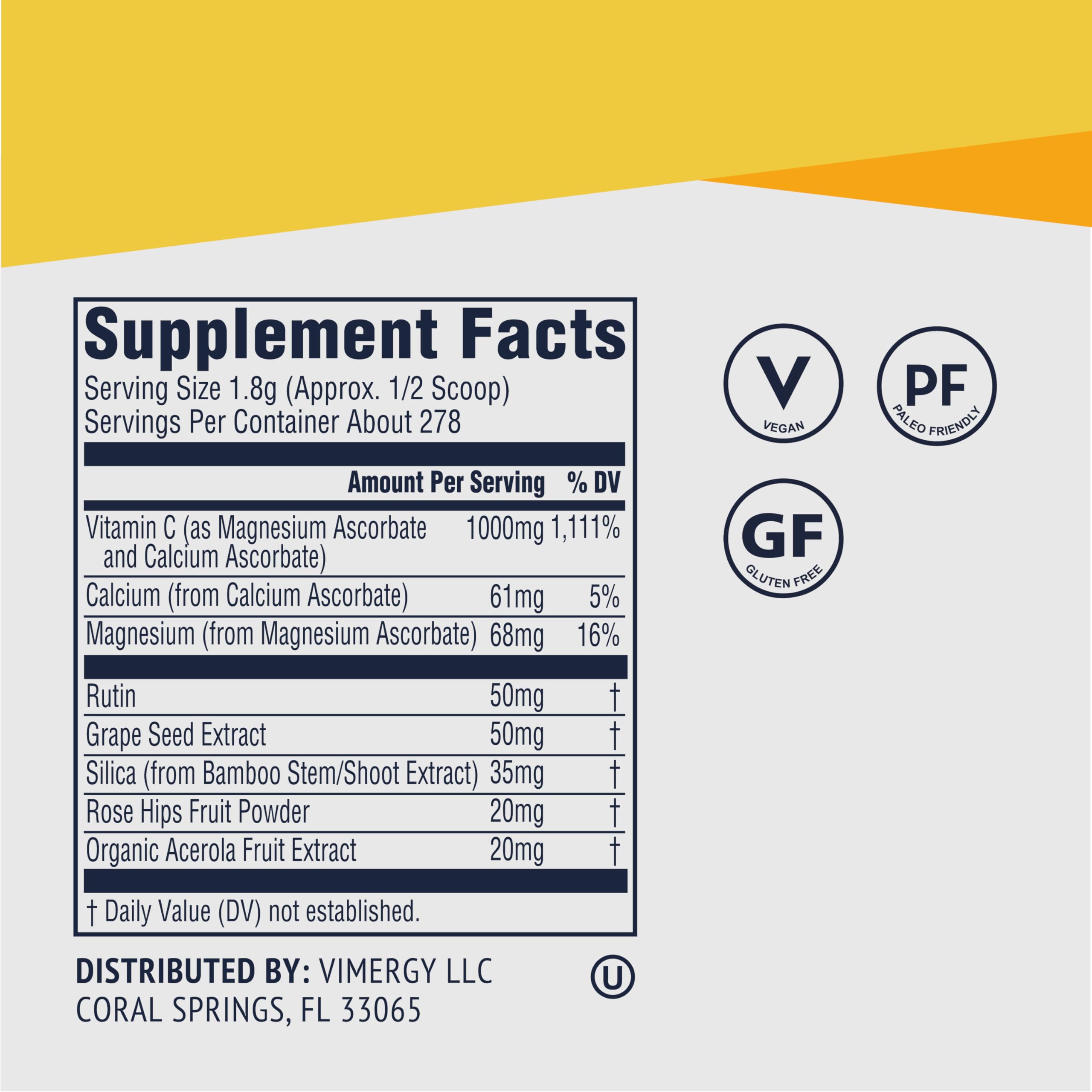 Glass with Vimergy Micro-C Immune Power mixed in water with citrus aroma.
