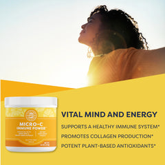 Vimergy Micro-C Immune Power jar with scoop ready to mix.