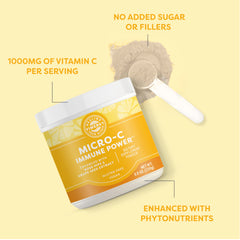 Vimergy Micro-C Immune Power powder dissolving in water for easy mixing.
