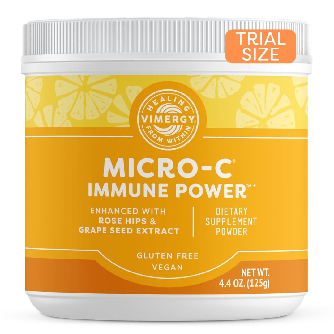Vimergy Micro-C Immune Power travel-size bottle for easy daily use and immune support.